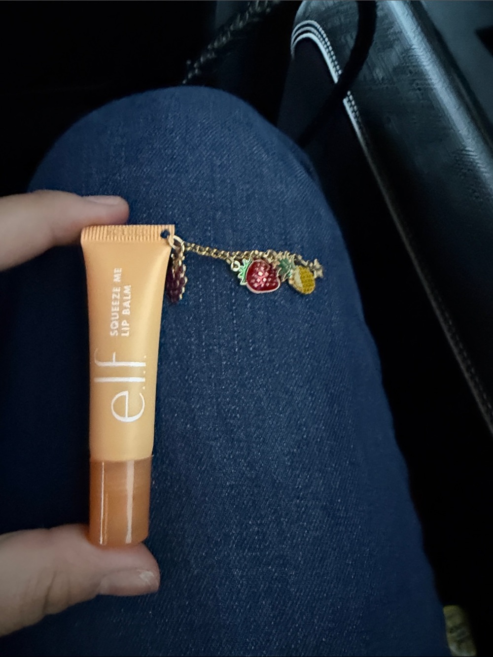 Squeeze Me Lip Balm - Orange Tint with fruit charms